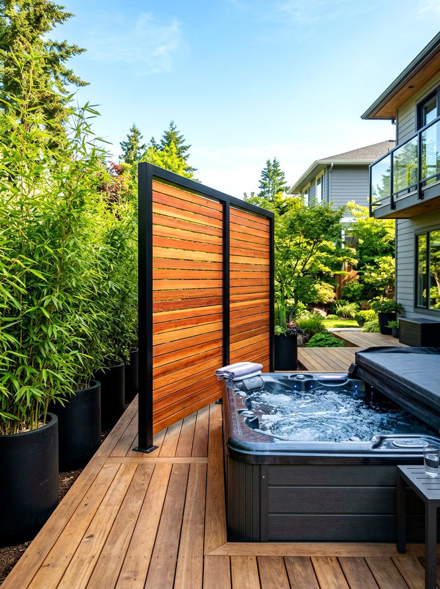 Cedar Slat Privacy Screen - 30 decorative privacy screen ideas