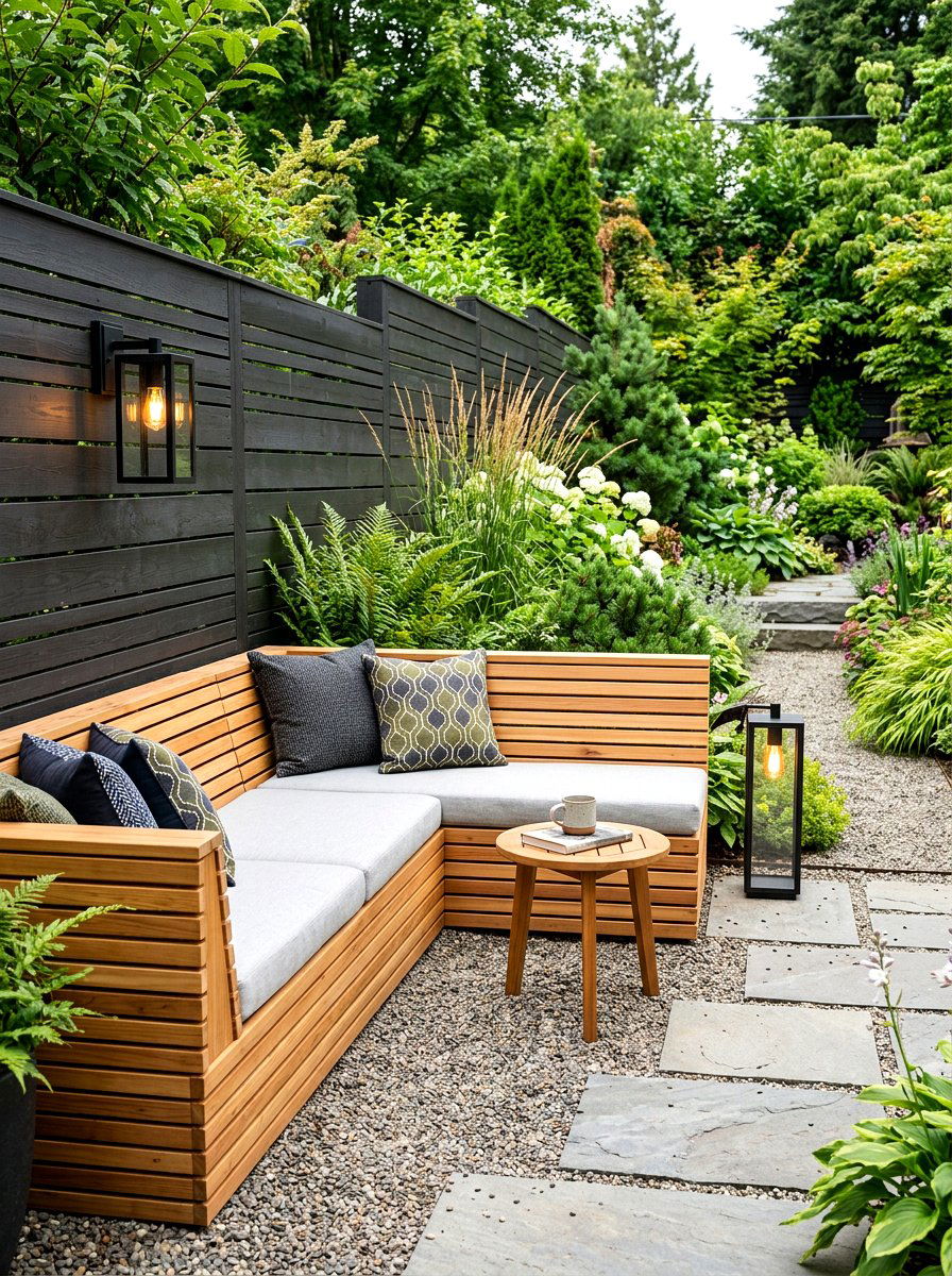 Cedar Slat Seating - 30 fire pit bench ideas