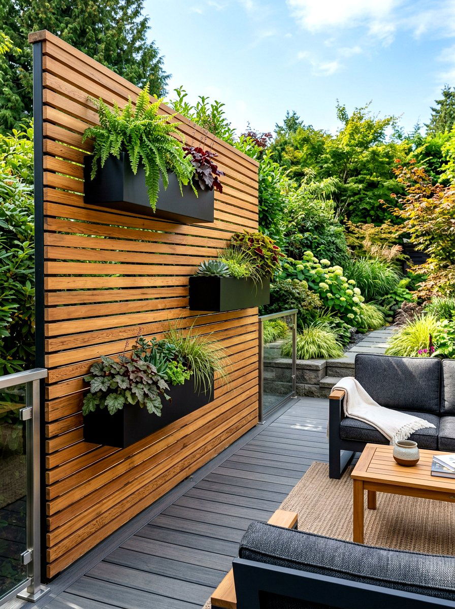 Cedar Slat Wall - 30 outdoor vertical garden ideas