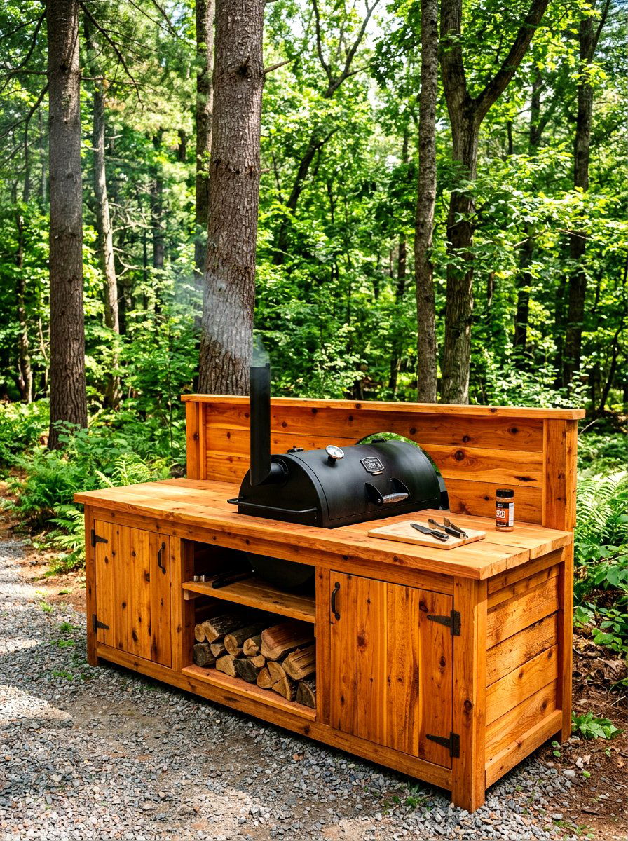 Cedar Smoker Surround - 30 smoker patio corner ideas