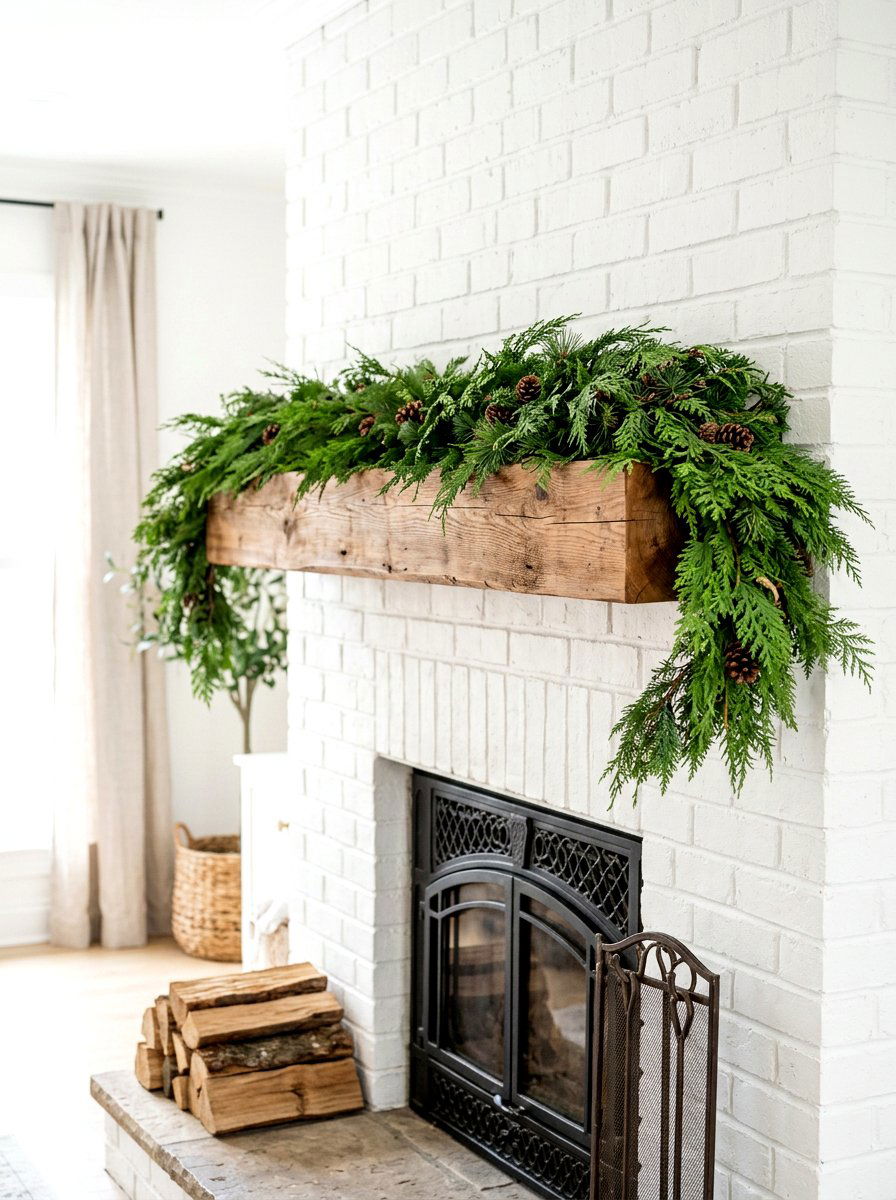 Cedar Swag Shelf - 30 winter shelf styling ideas
