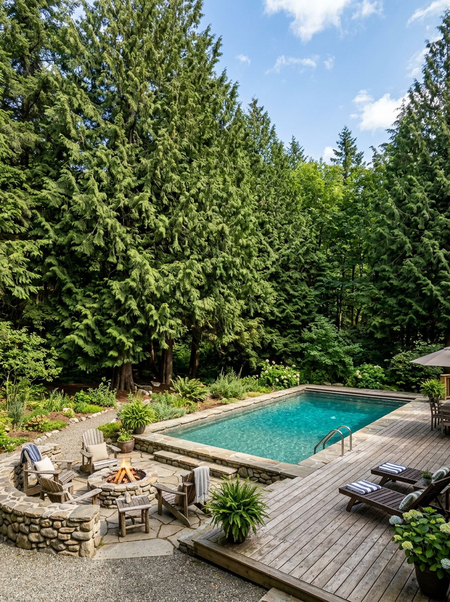 Cedar Tree Pool Perimeter - 30 pool privacy hedge ideas