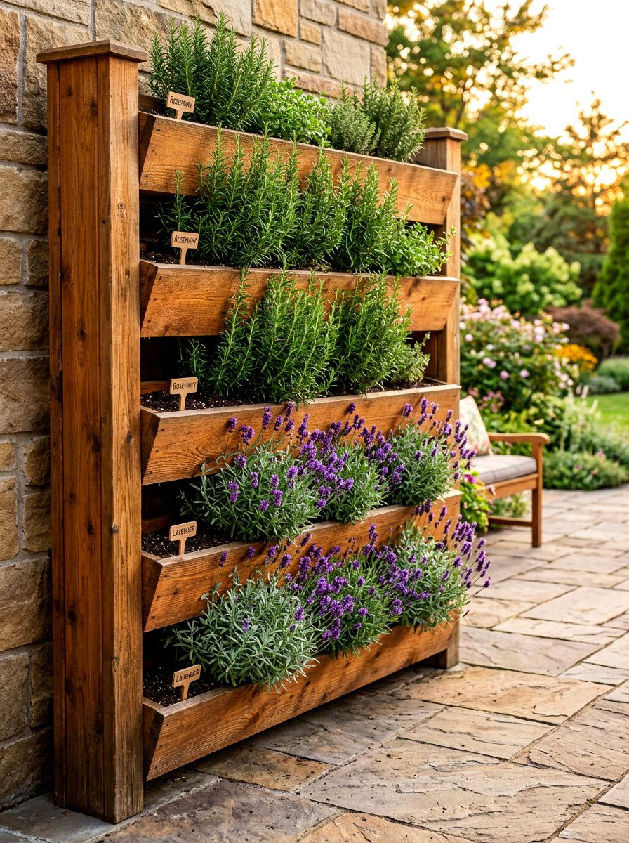 Cedar Wall Herb Garden - 30 vertical herb garden ideas
