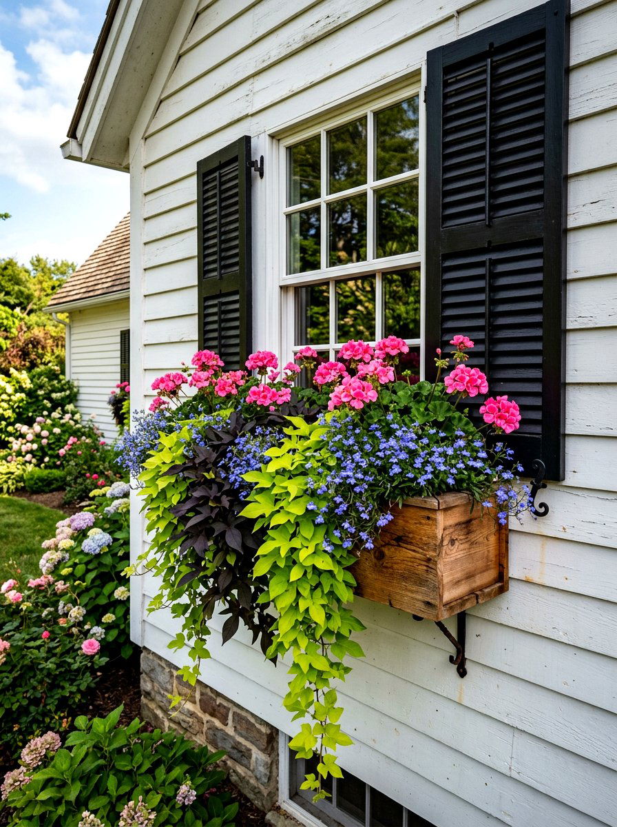 Cedar Window Box - 30 outdoor planter ideas
