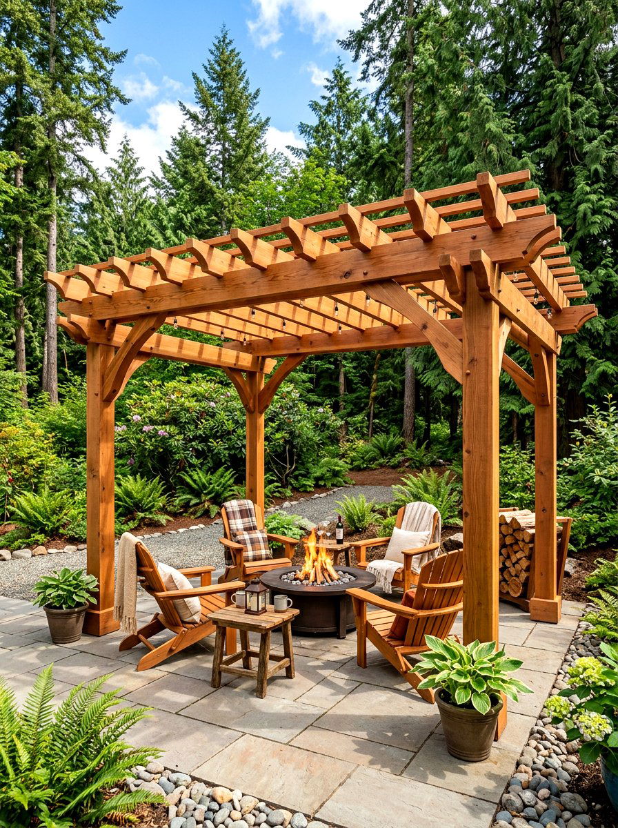 Cedar Wood Backyard Pergola - 30 budget pergola ideas