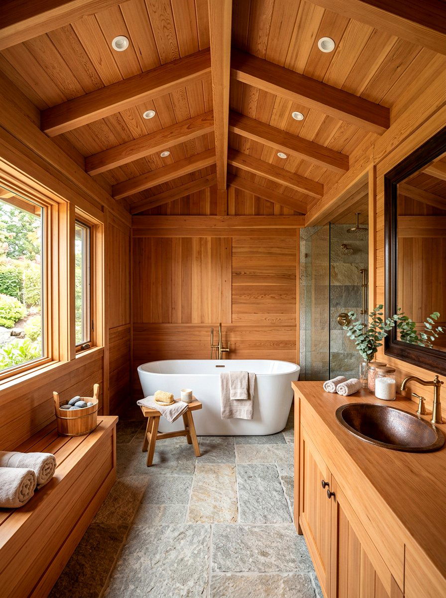Cedar Wood Bathroom - 30 forest inspired bathroom ideas