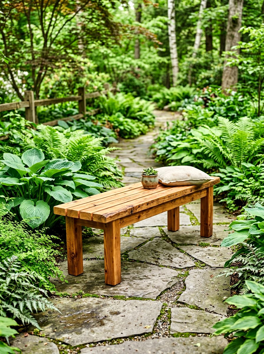 Cedar Wood Bench - 30 built in bench backyard ideas