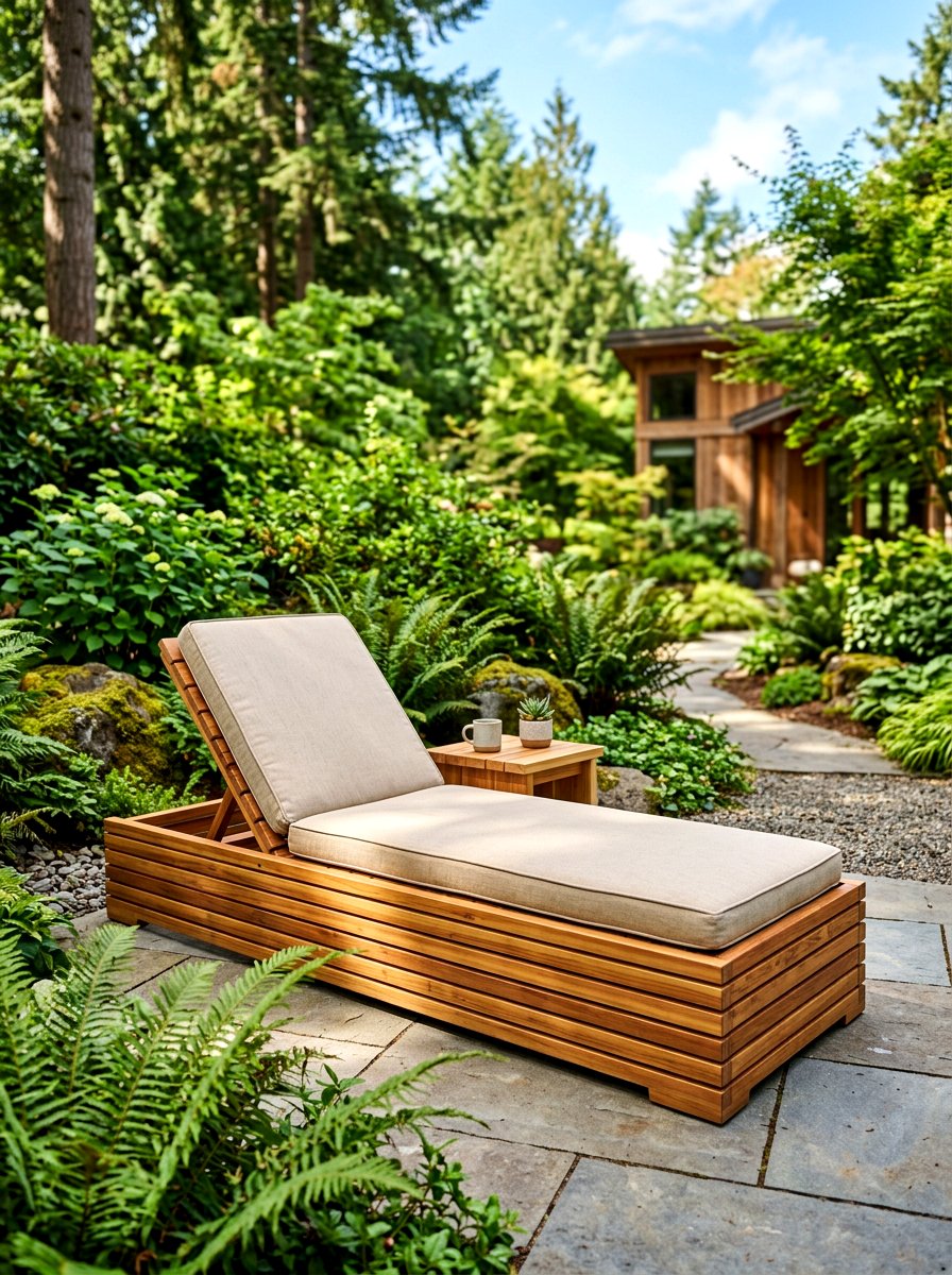 Cedar Wood Built In Lounger - 30 built in sunbed patio ideas