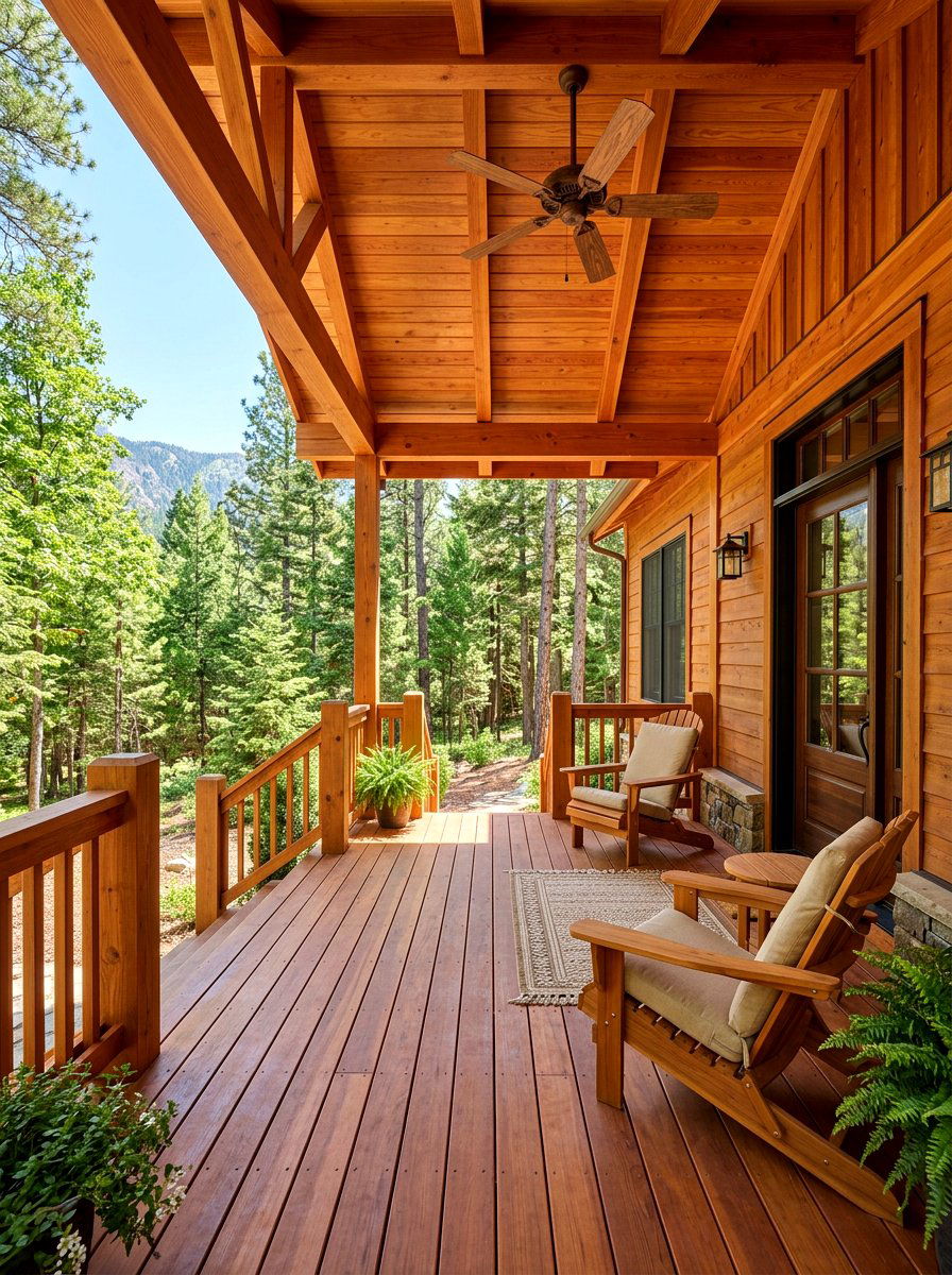 Cedar Wood Cabin Porch - 30 cabin front porch ideas