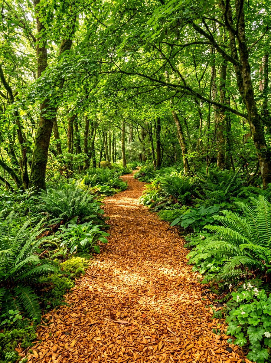 Cedar Wood Chip Path - 30 side yard walkway ideas