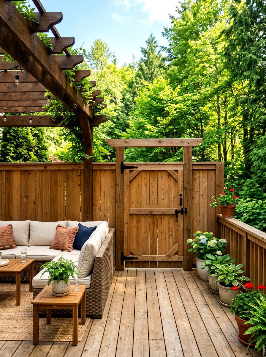 Cedar Wood Deck Gate - 30 deck gate ideas