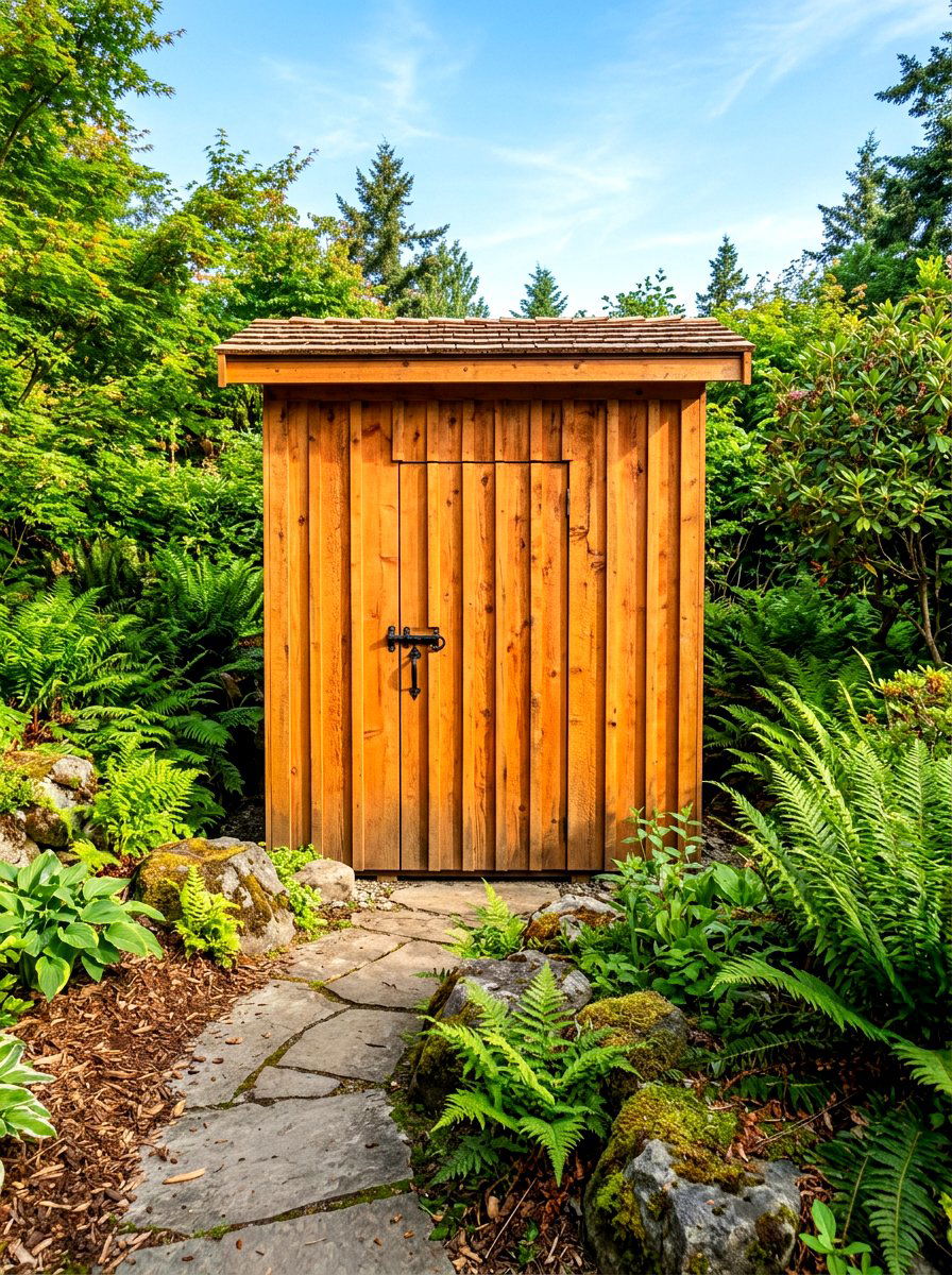 Cedar Wood Enclosure - 30 outdoor changing room ideas