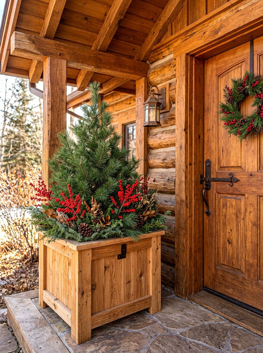 Cedar Wood Front Door Planter - 30 front door planter ideas