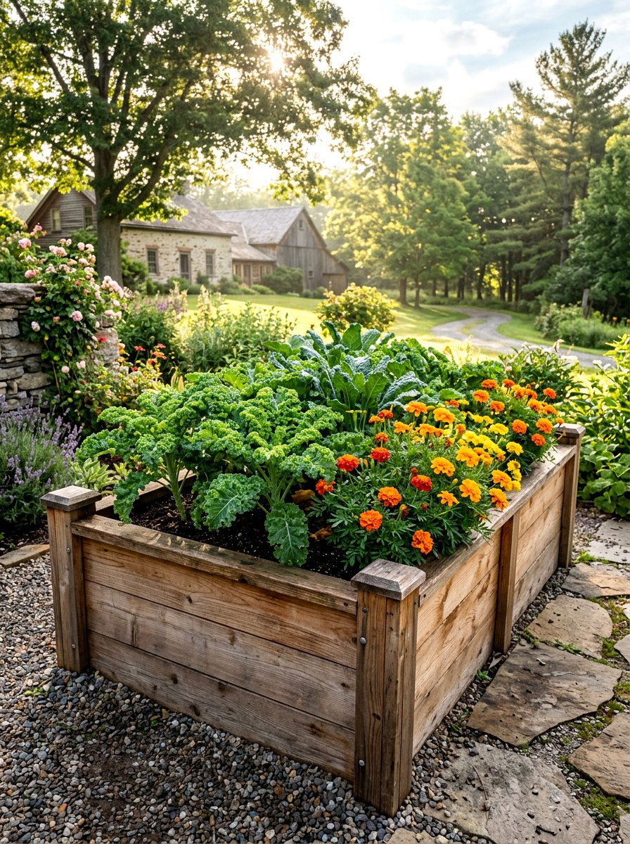 Cedar Wood Garden Bed - 30 raised planter box ideas