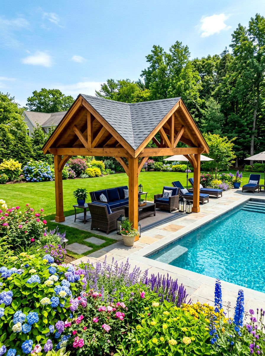 Cedar Wood Gazebo - 30 poolside gazebo ideas