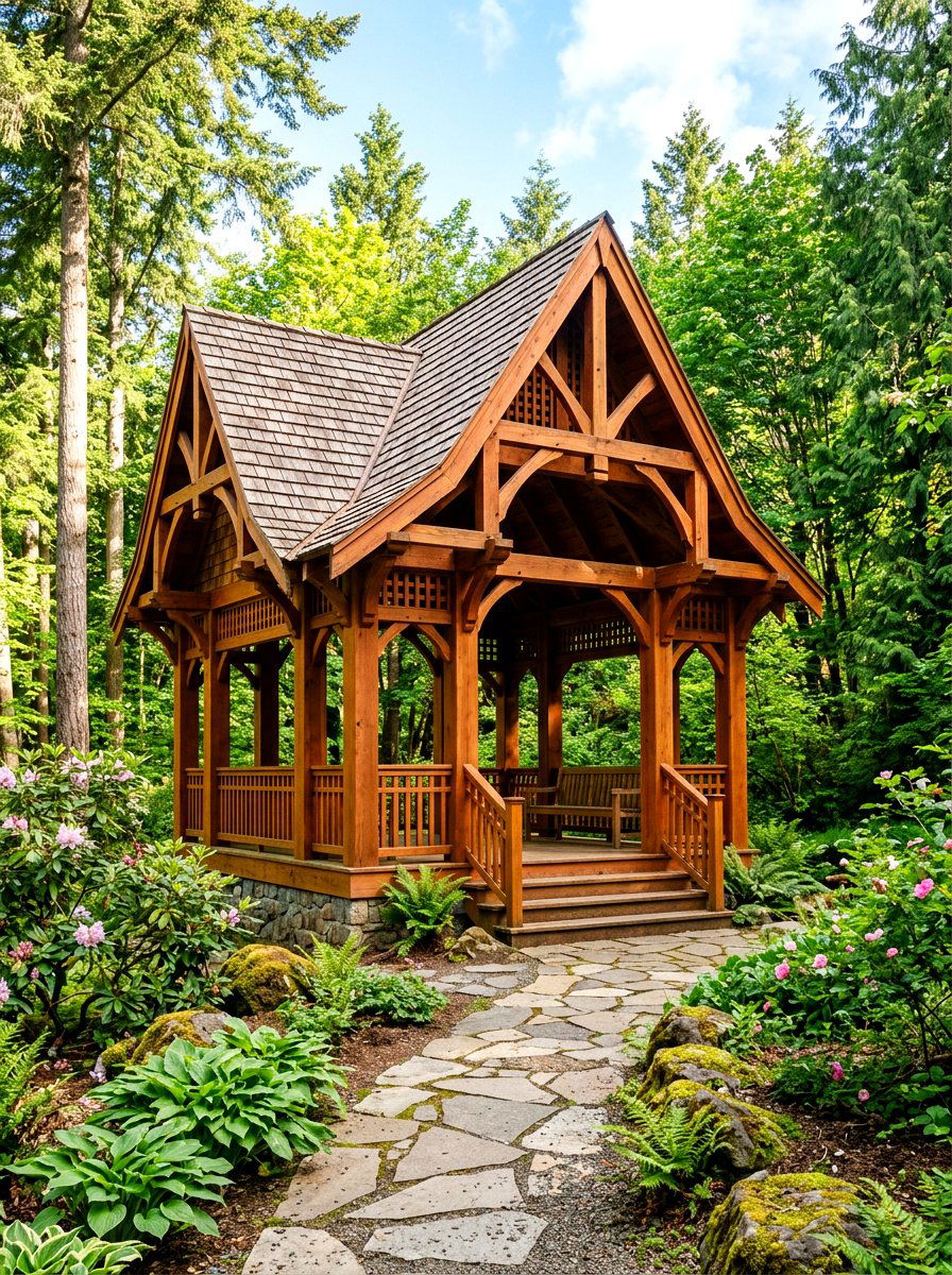 Cedar Wood Gazebo - 30 wooden gazebo ideas