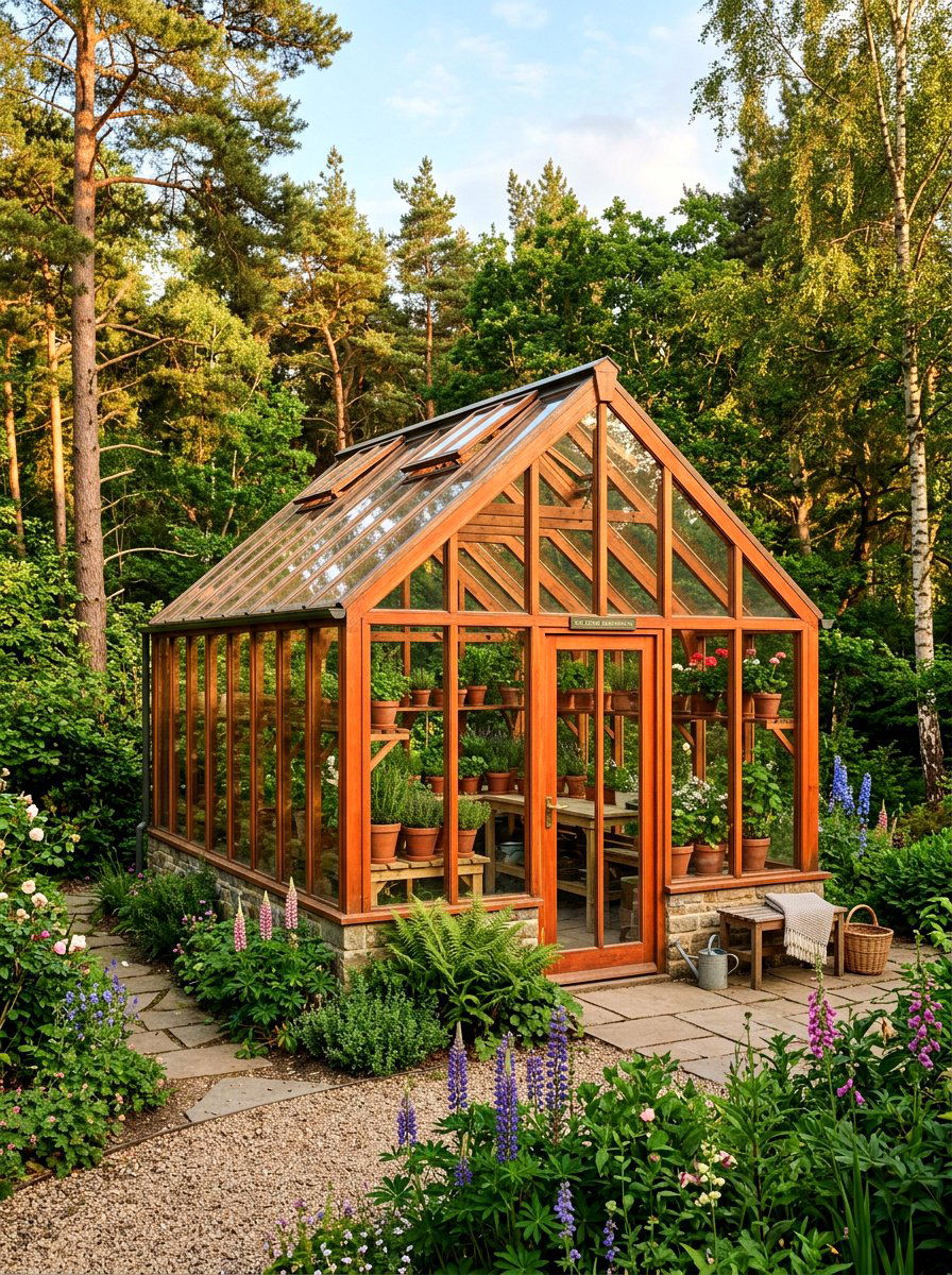Cedar Wood Greenhouse - 30 freestanding greenhouse ideas