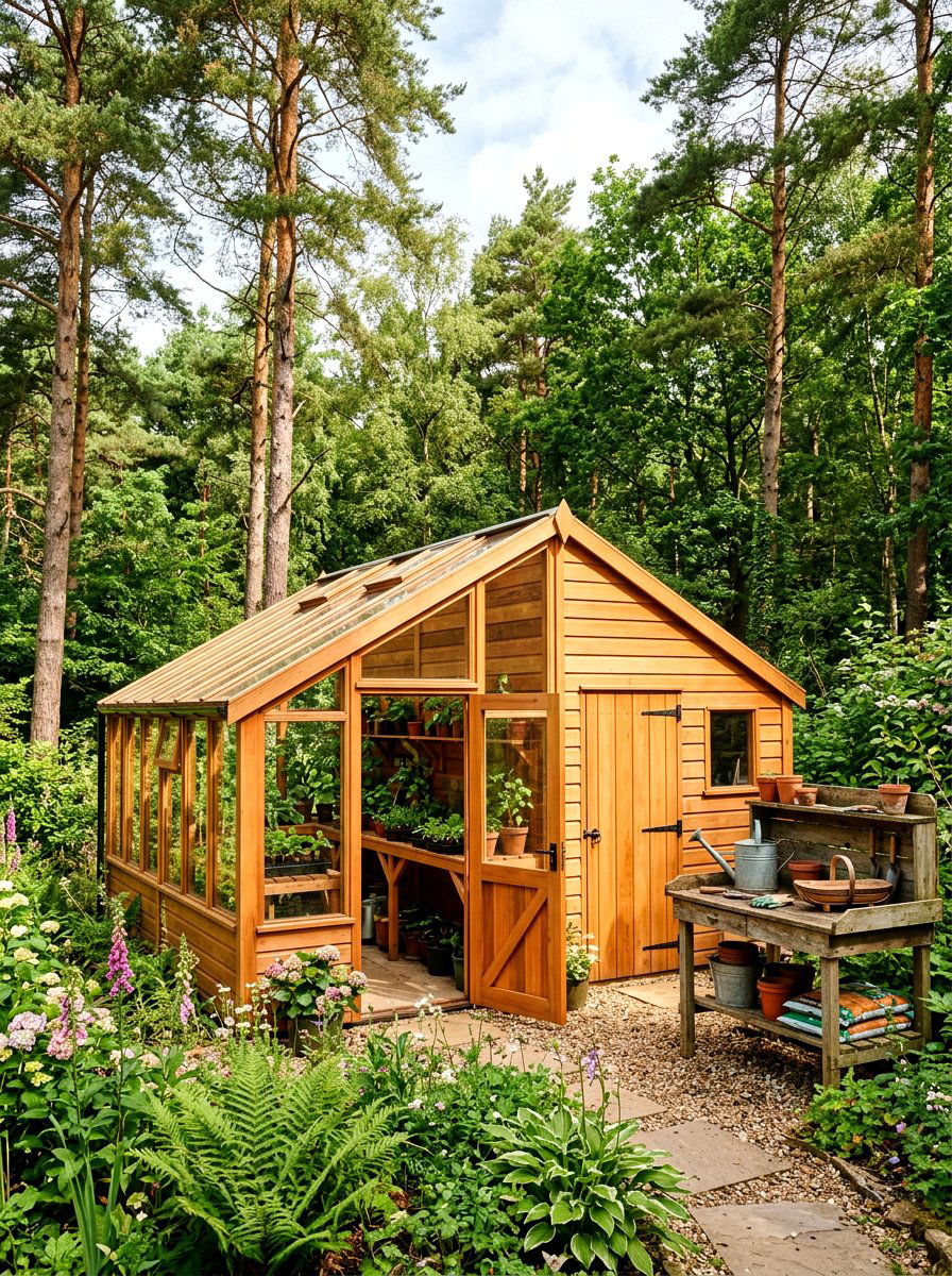 Cedar Wood Greenhouse Shed - 30 greenhouse shed combo ideas