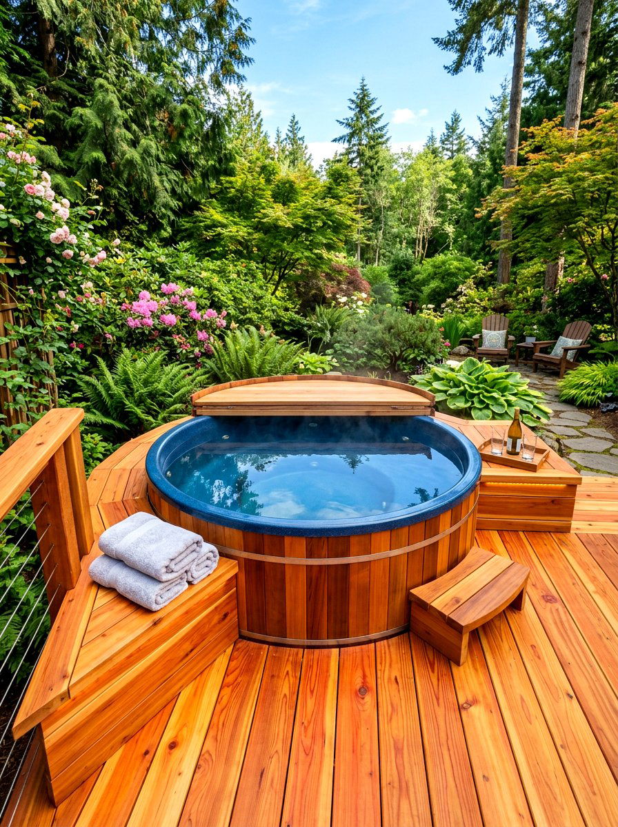 Cedar Wood Hot Tub Deck - 30 hot tub deck ideas