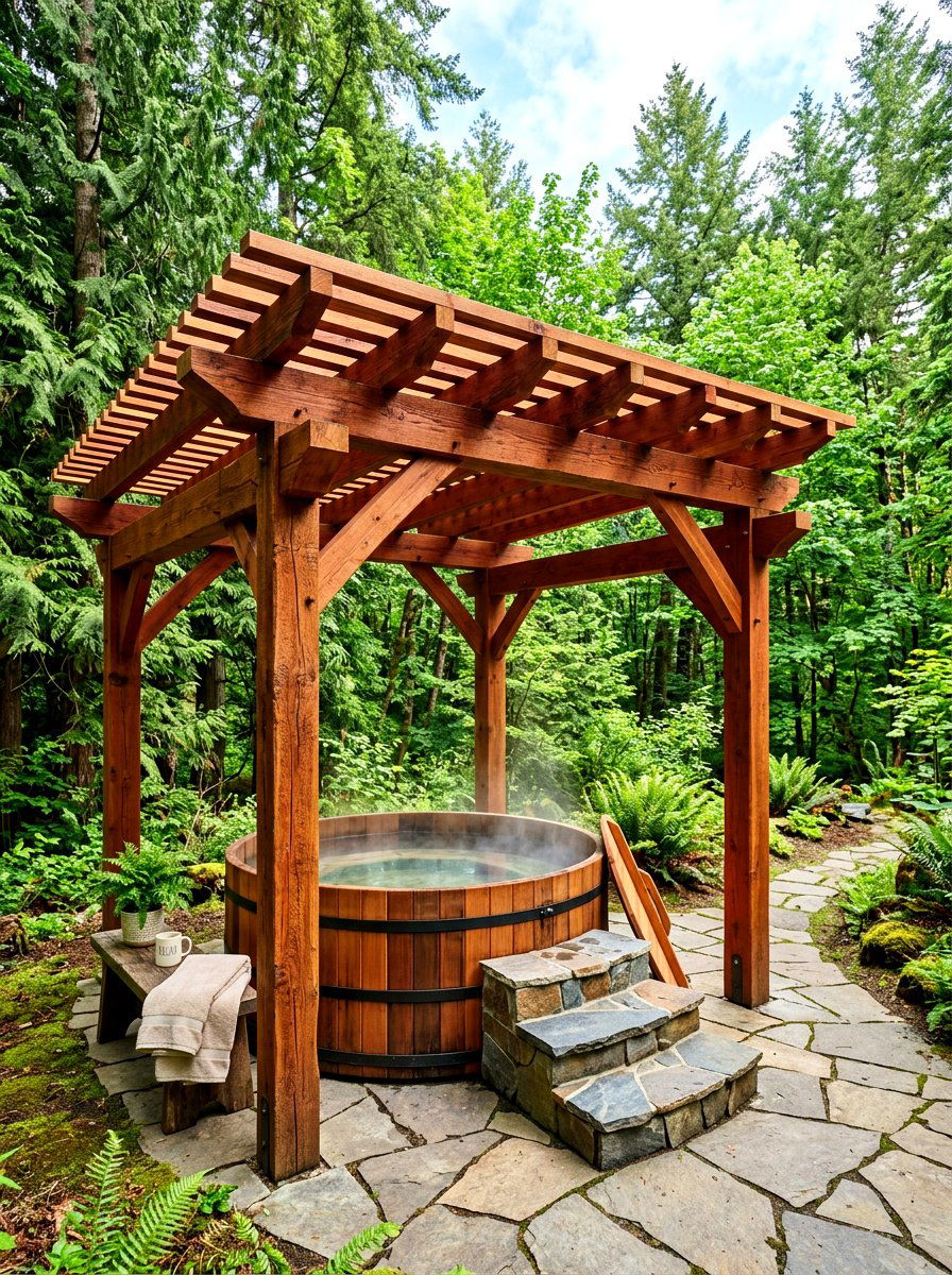 Cedar Wood Hot Tub Pergola - 30 pergola over hot tub ideas
