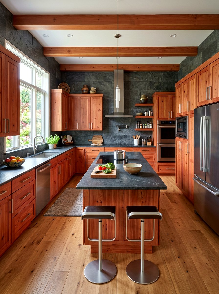 Cedar Wood Kitchen Cabinet - 30 cabin kitchen ideas