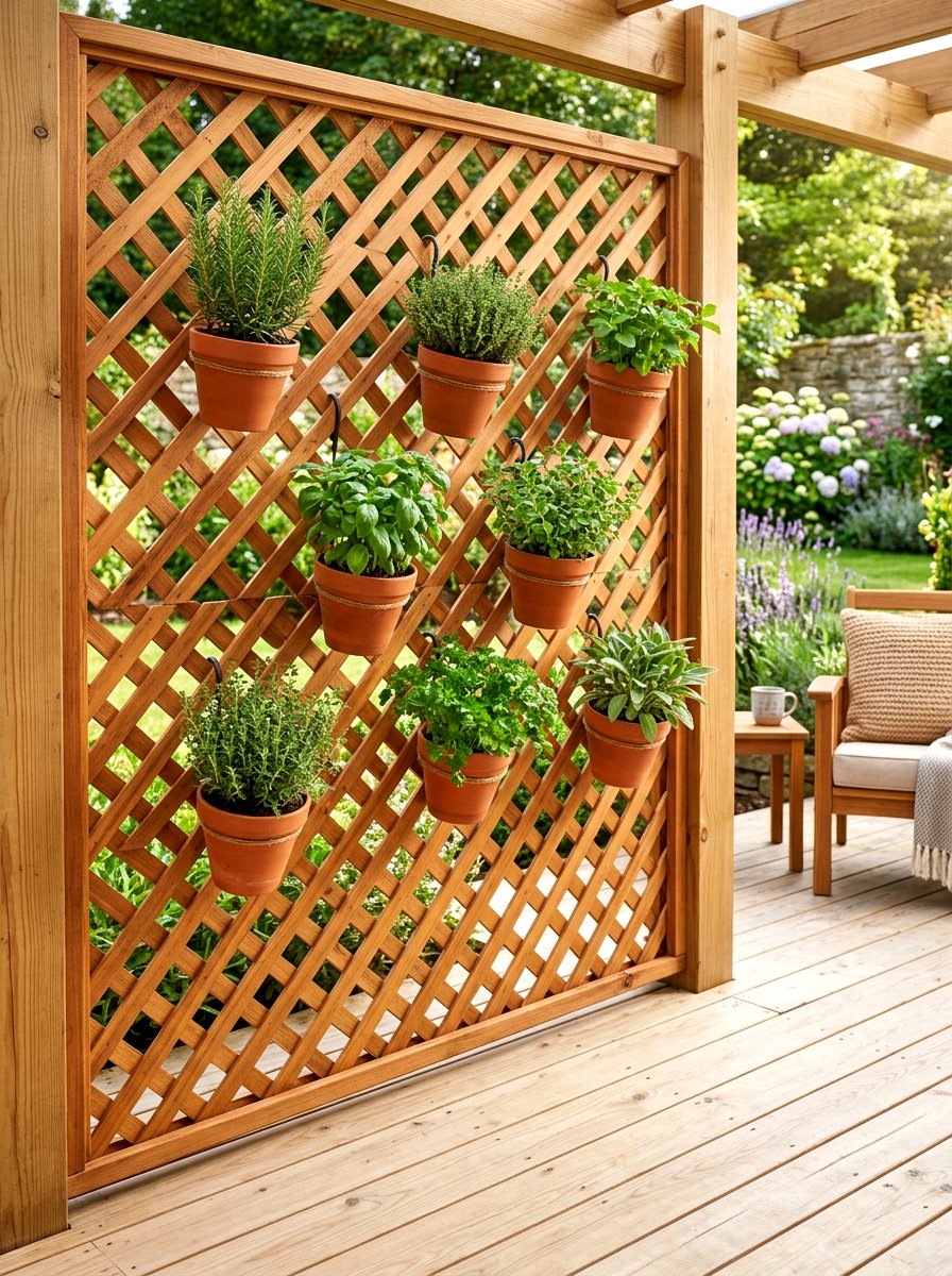 Cedar Wood Lattice Screen - 30 deck partition ideas