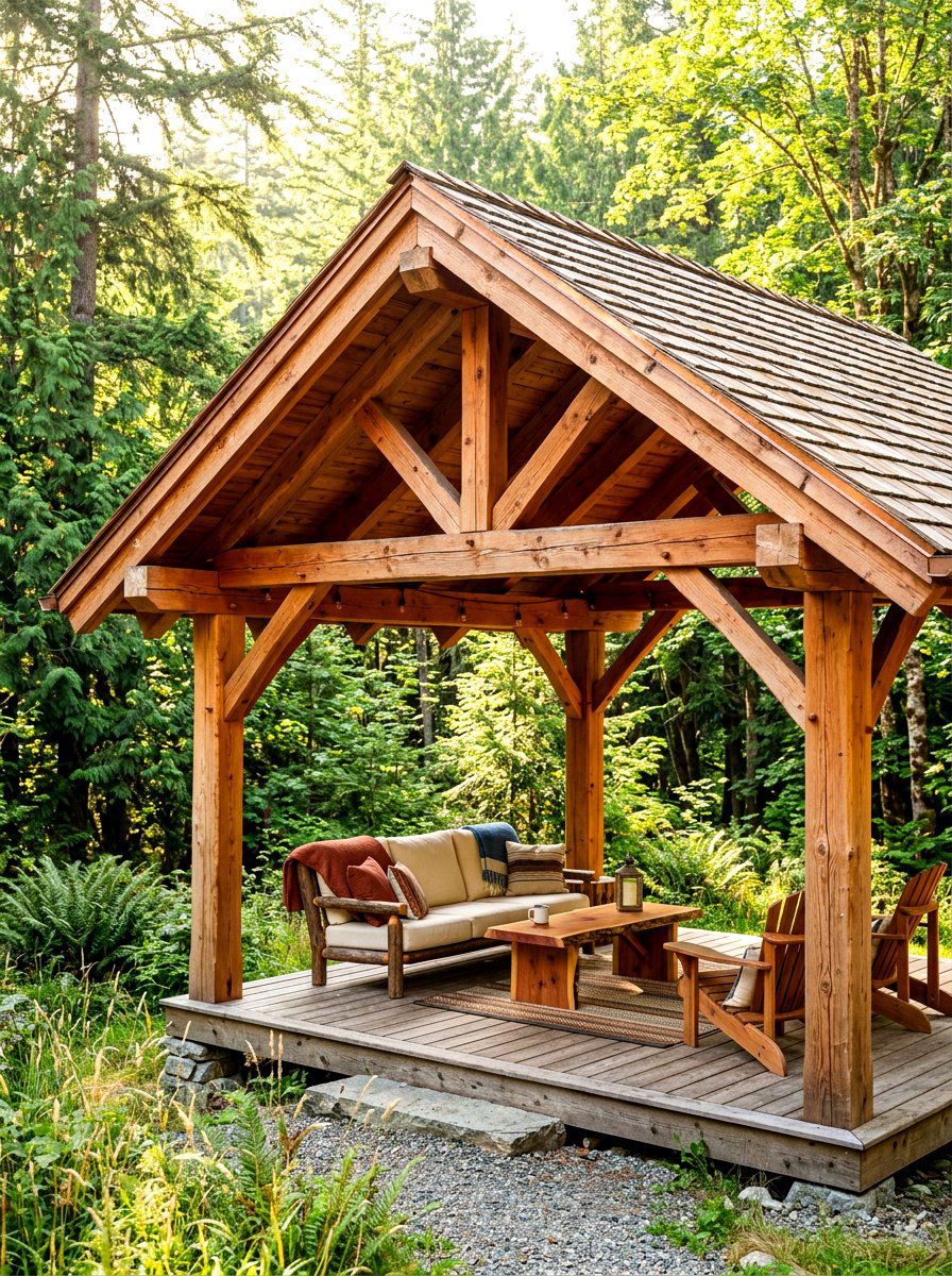 Cedar Wood Pavilion - 30 outdoor retreat pavilion ideas