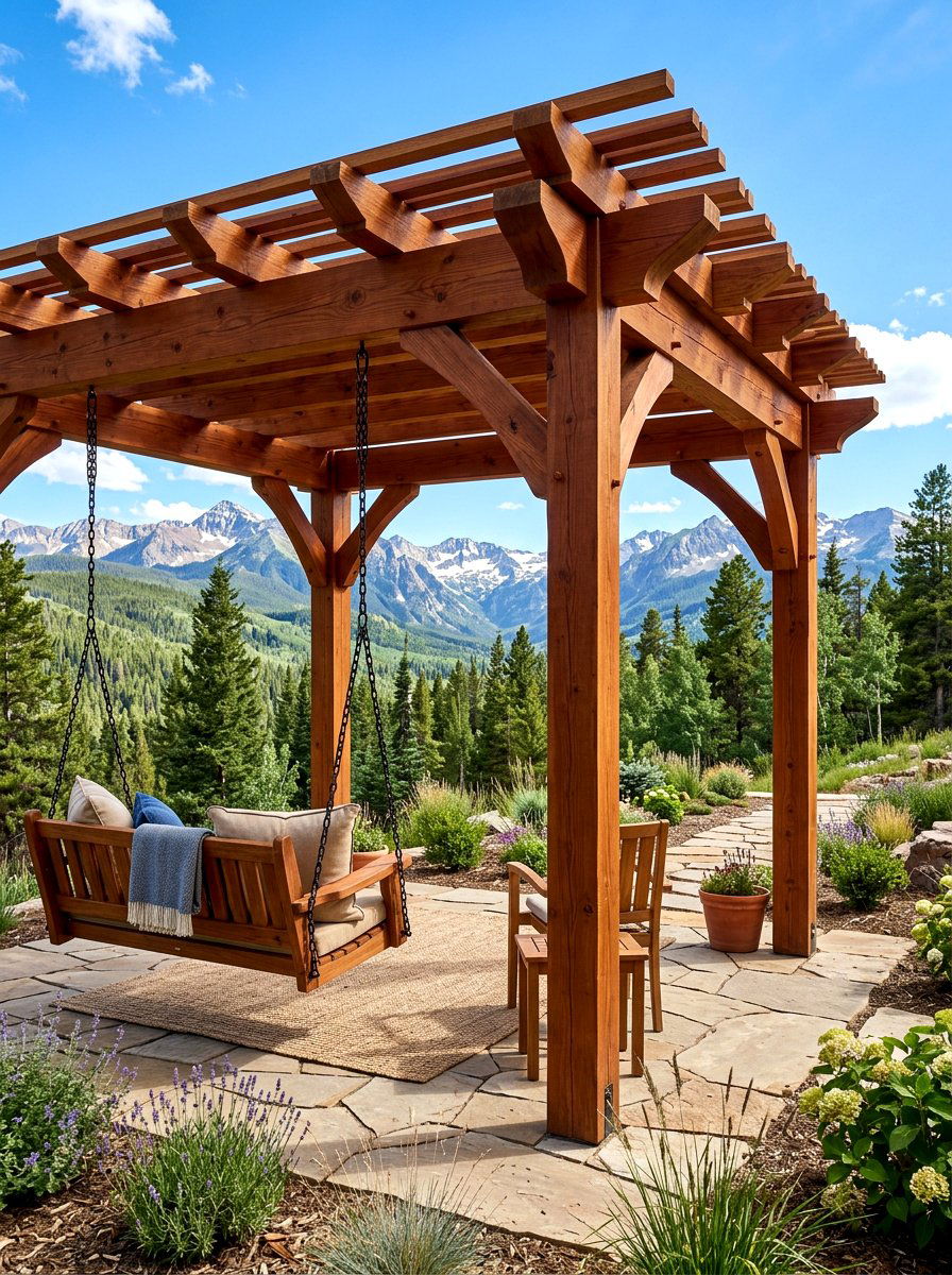 Cedar Wood Pergola - 30 cozy pergola ideas