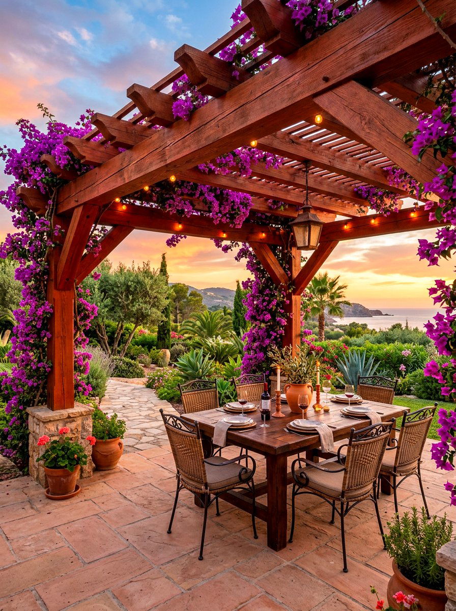 Cedar Wood Pergola - 30 tropical patio ideas