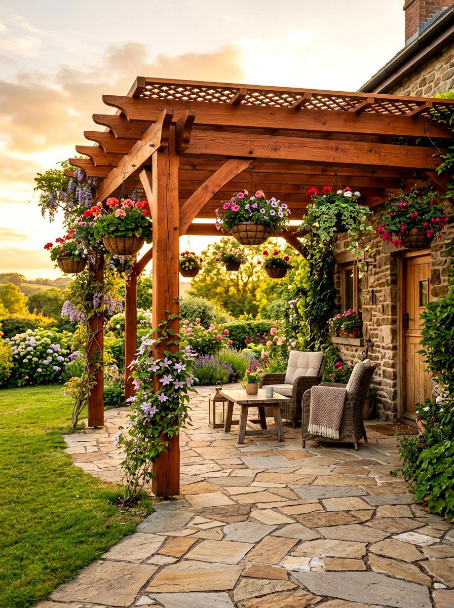 Cedar Wood Pergola - 30 attached pergola ideas