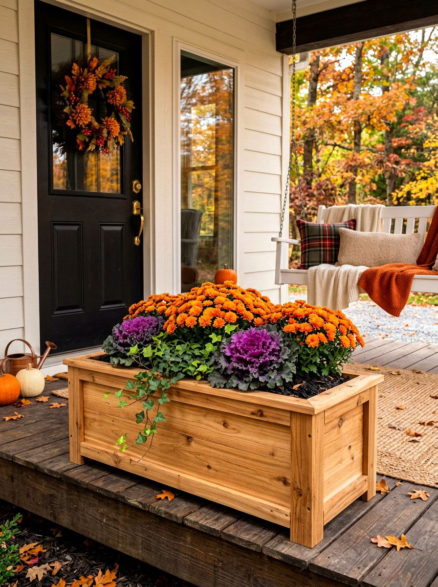 Cedar Wood Planter Box - 30 tall front door planter ideas