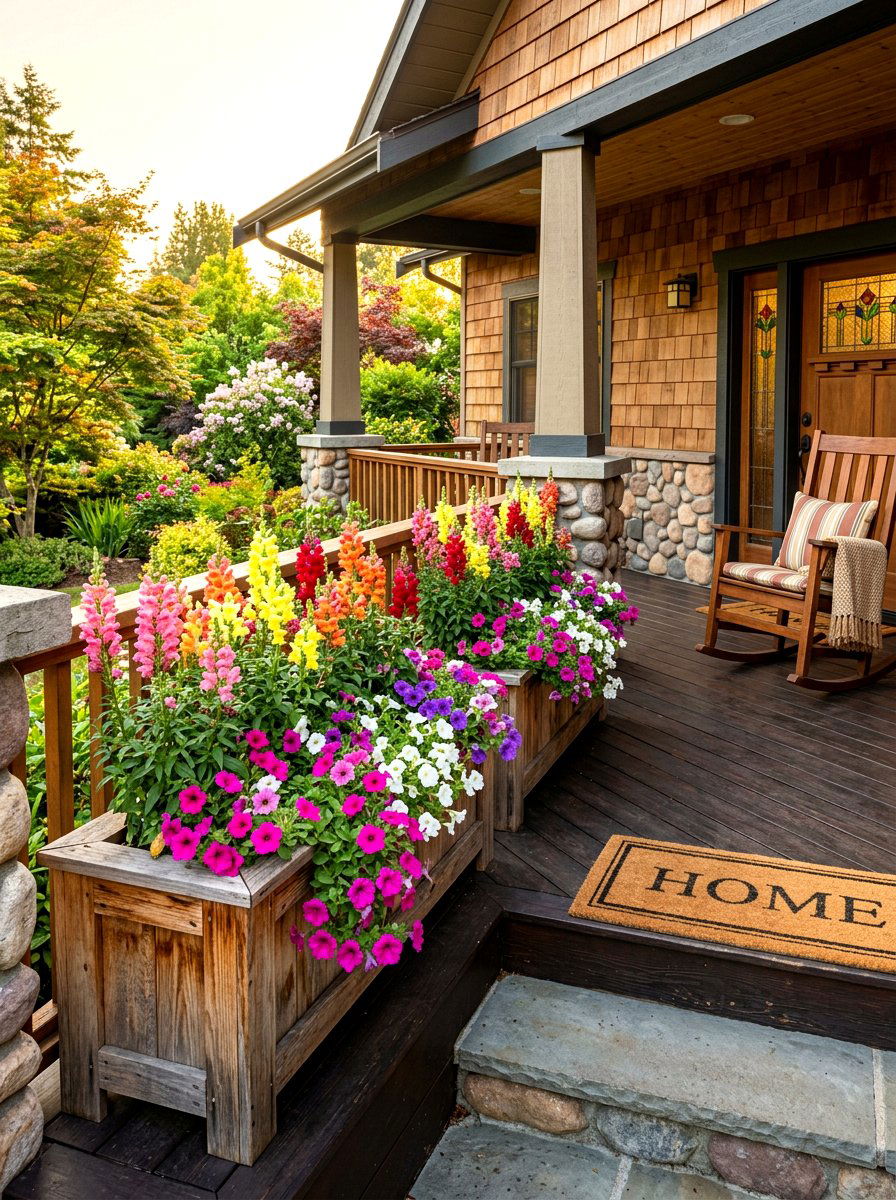 Cedar Wood Planter Boxes - 30 porch planter arrangement ideas