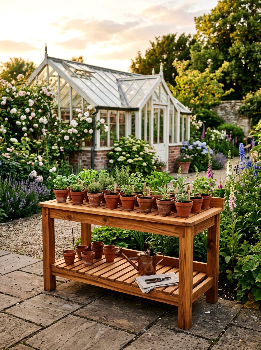 Cedar Wood Propagation Bench - 30 greenhouse propagation bench ideas
