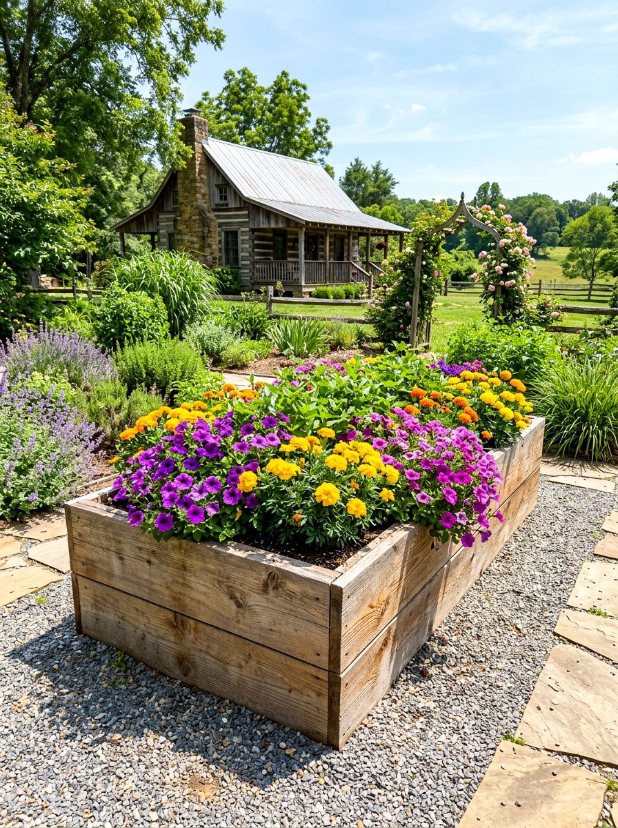 Cedar Wood Raised Flower Bed - 30 raised flower bed ideas