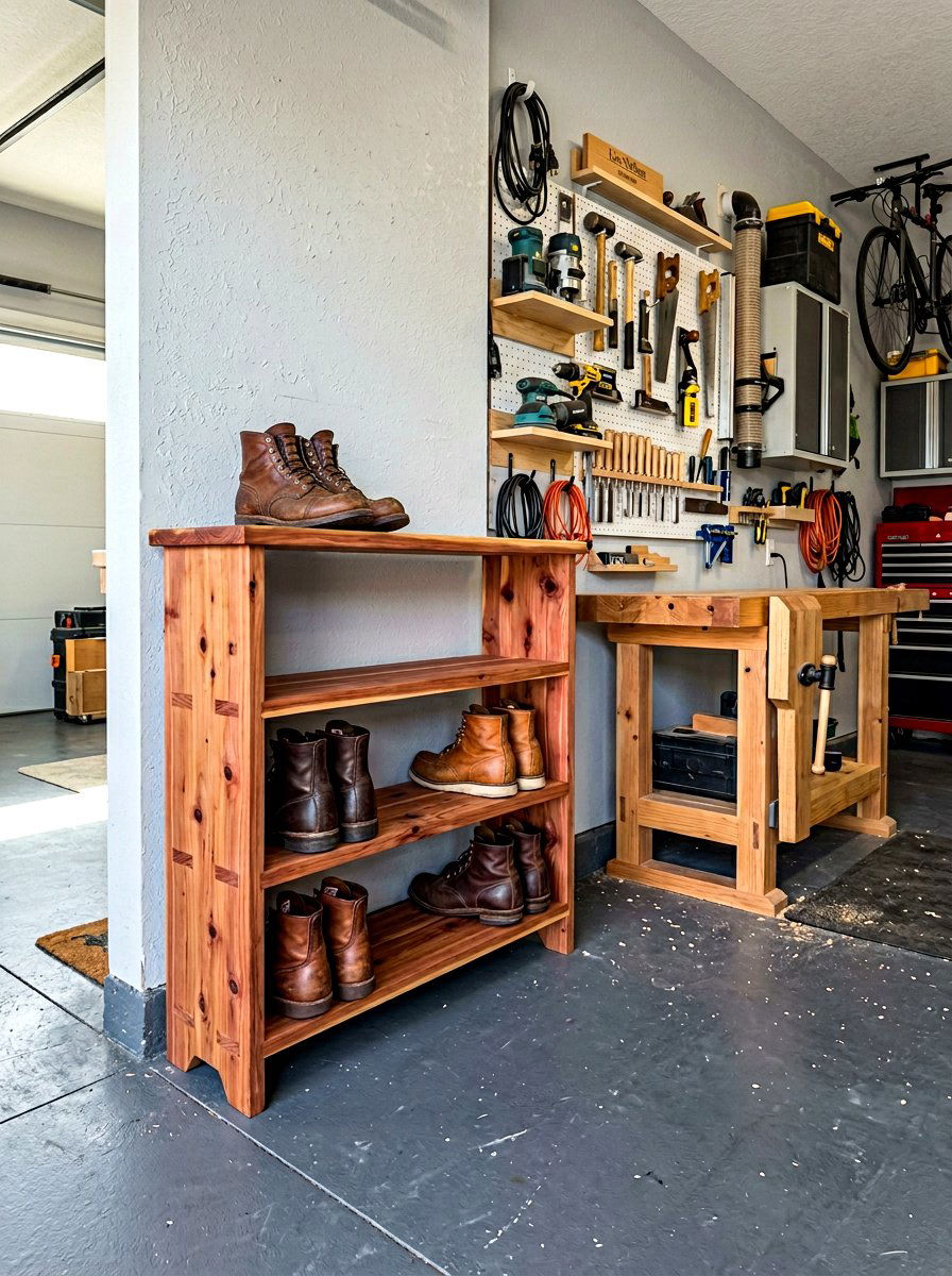 Cedar Wood Shoe Rack - 30 garage shoe storage ideas