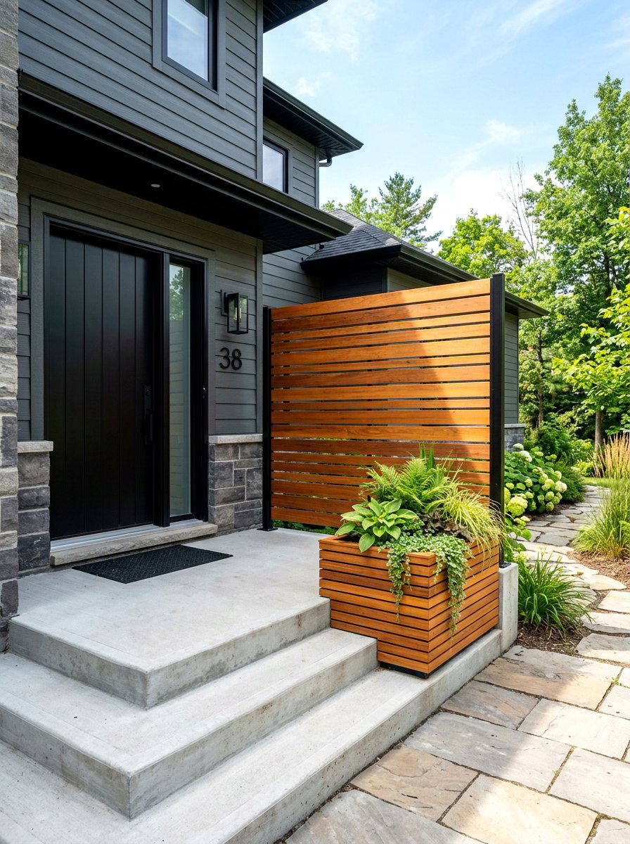 Cedar Wood Slat Accents - 30 townhouse stoop ideas