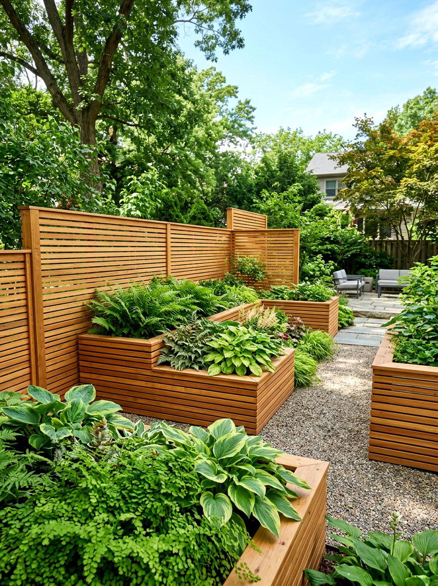 Cedar Wood Slat Garden - 30 fence vertical garden ideas