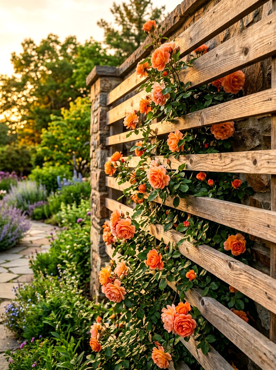 Cedar Wood Slat - 30 rose trellis wall ideas