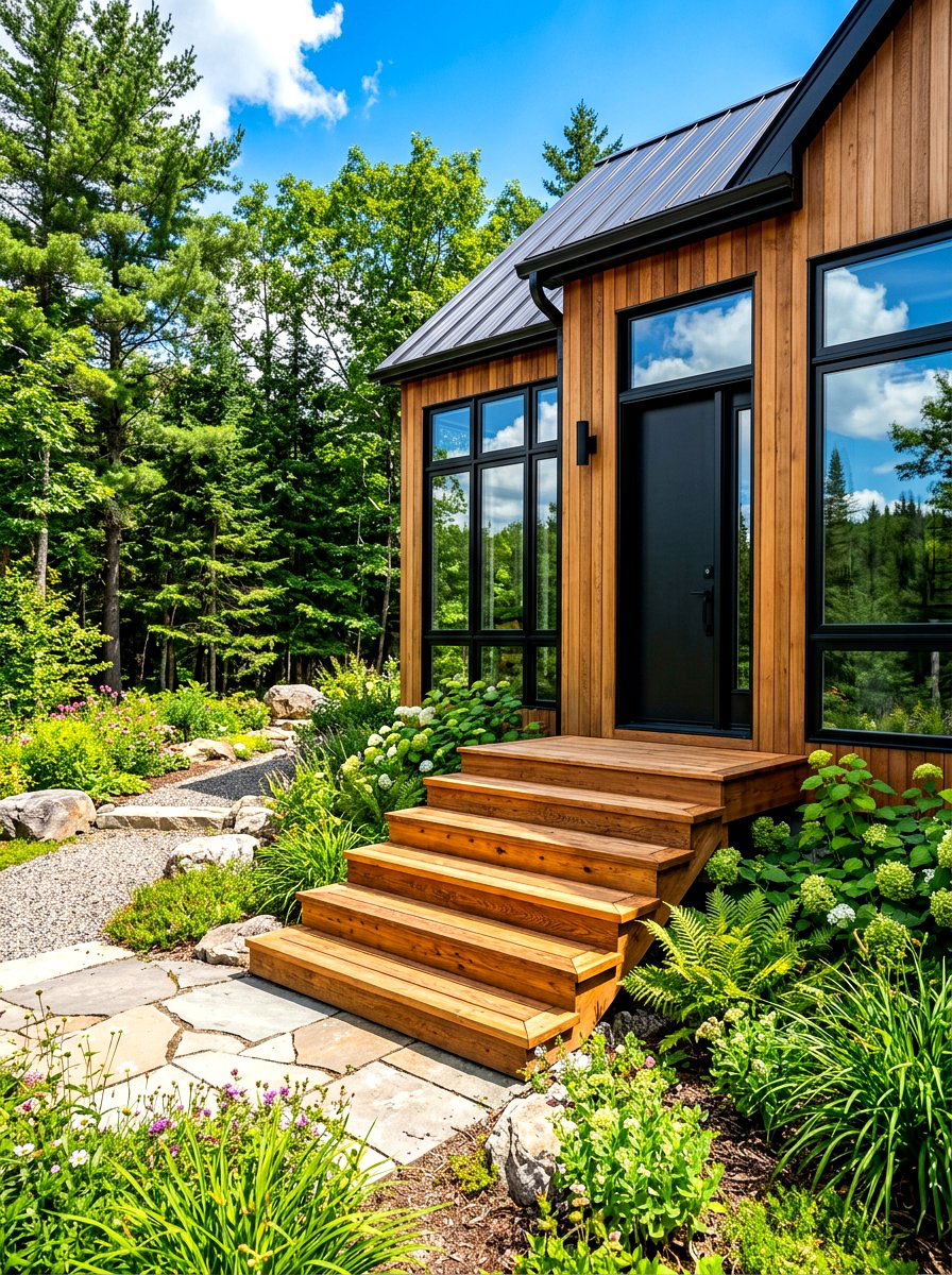 Cedar Wood Steps - 30 front steps makeover ideas