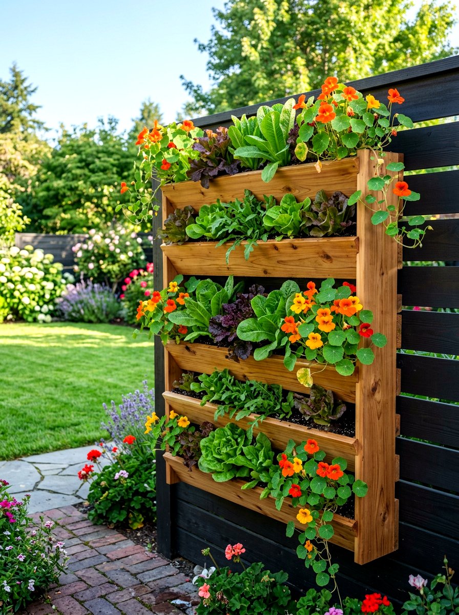 Cedar Wood Vertical Planter - 30 tiered planter ideas