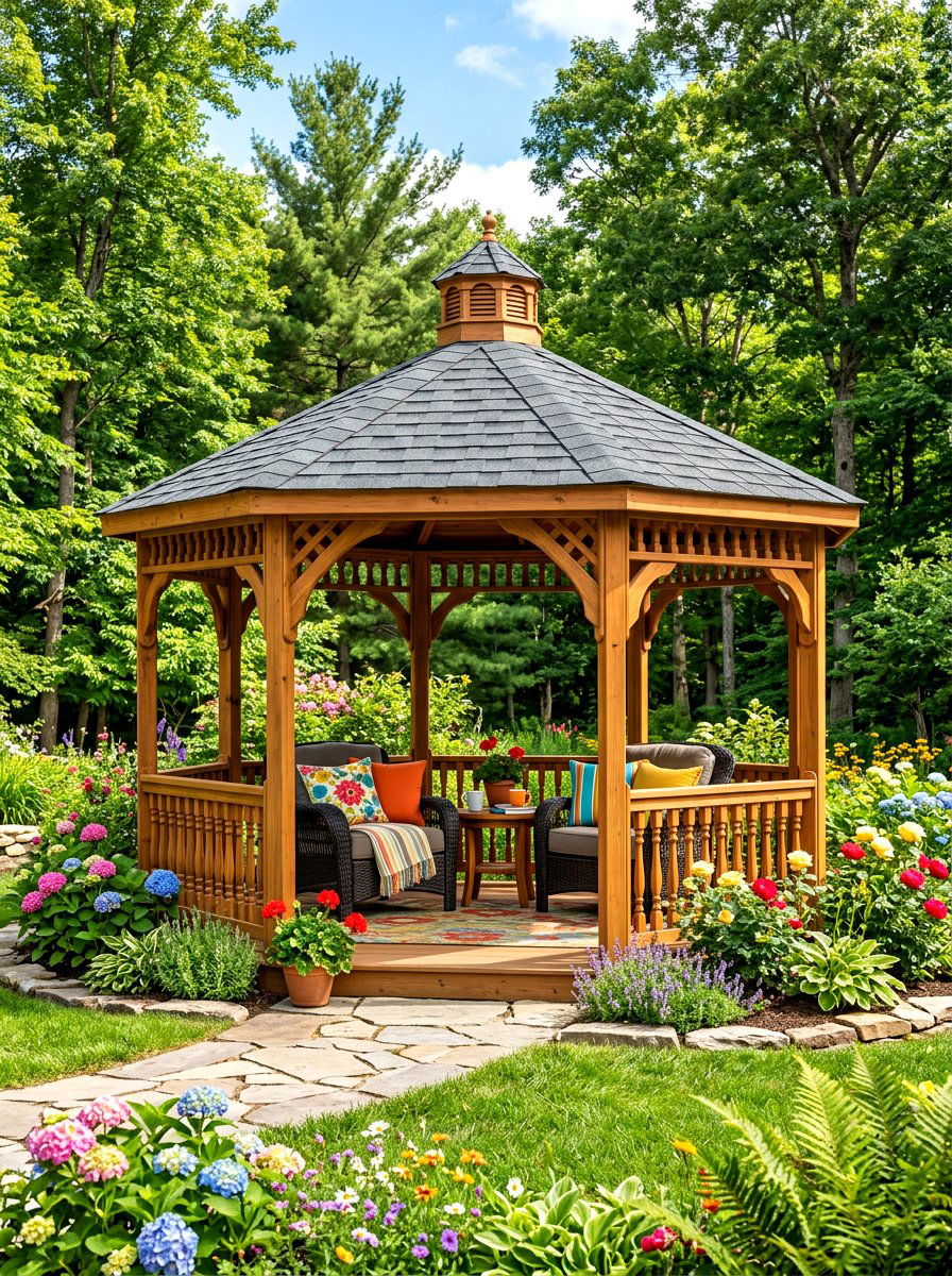 Cedar backyard gazebo - 30 garden gazebo ideas