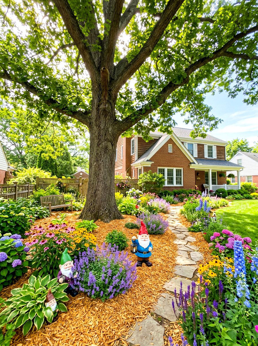 Cedar chip mulch ring - 30 mulch ring around tree ideas