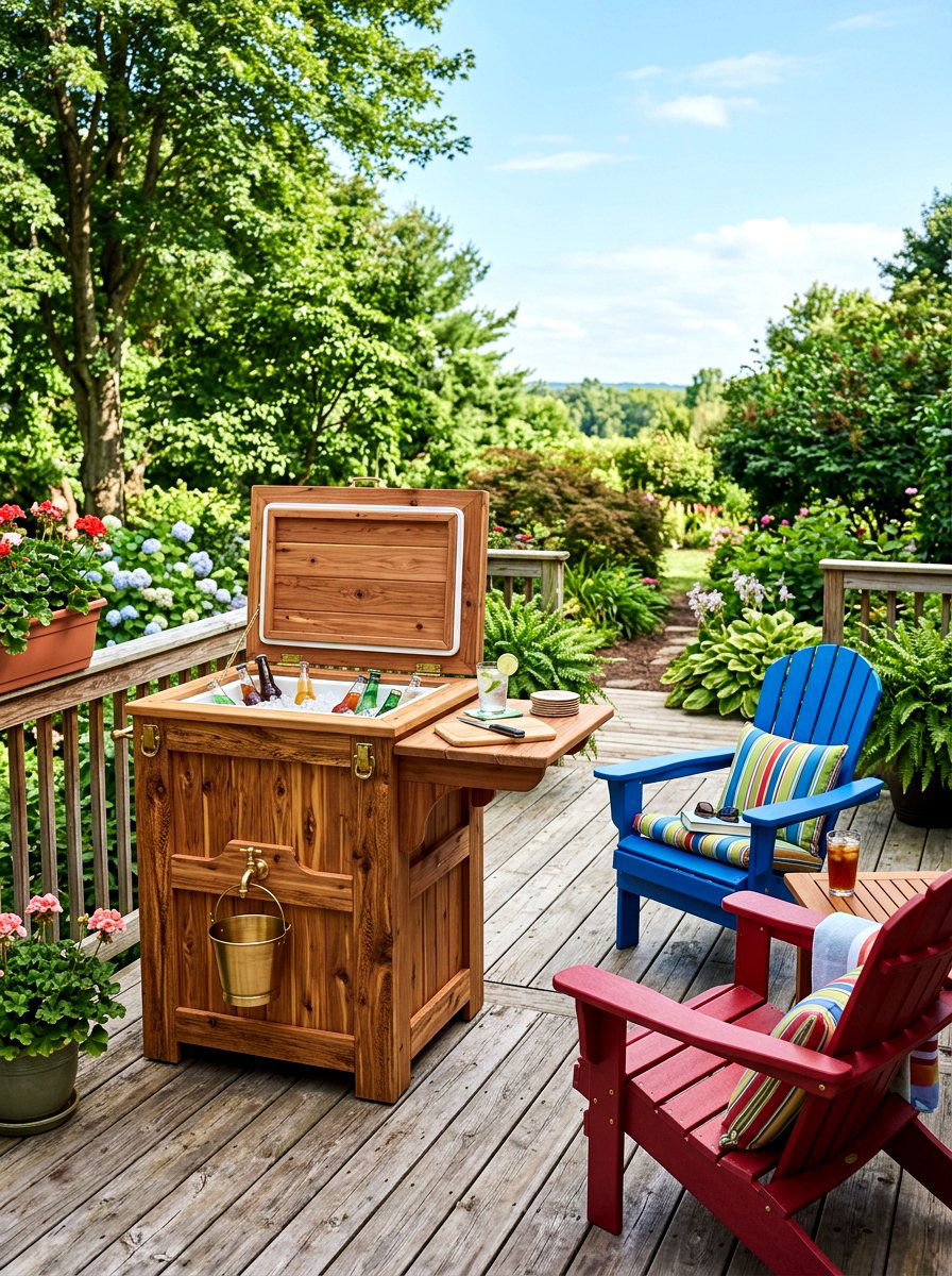Cedar cooler stand - 30 drink station patio ideas