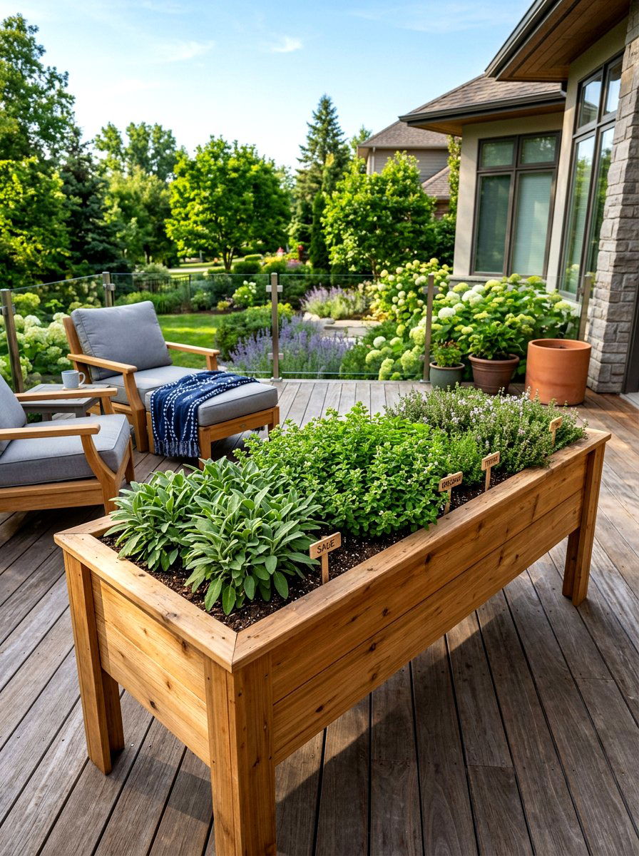 Cedar herb planter box - 30 herb garden planter ideas