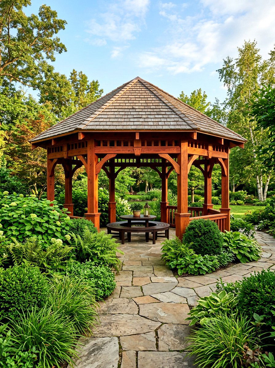 Cedar hexagon pavilion - 30 hexagon pavilion ideas