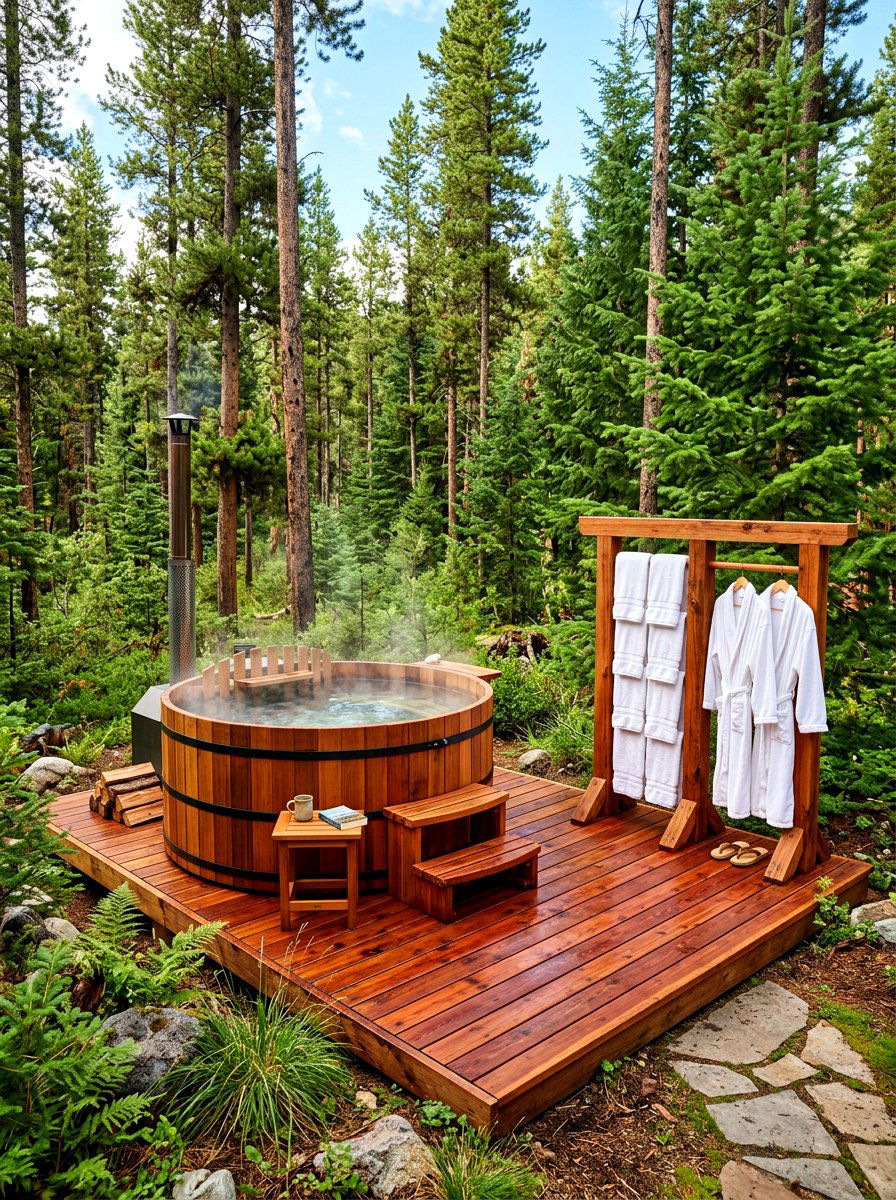 Cedar hot tub patio - 30 small hot tub patio ideas