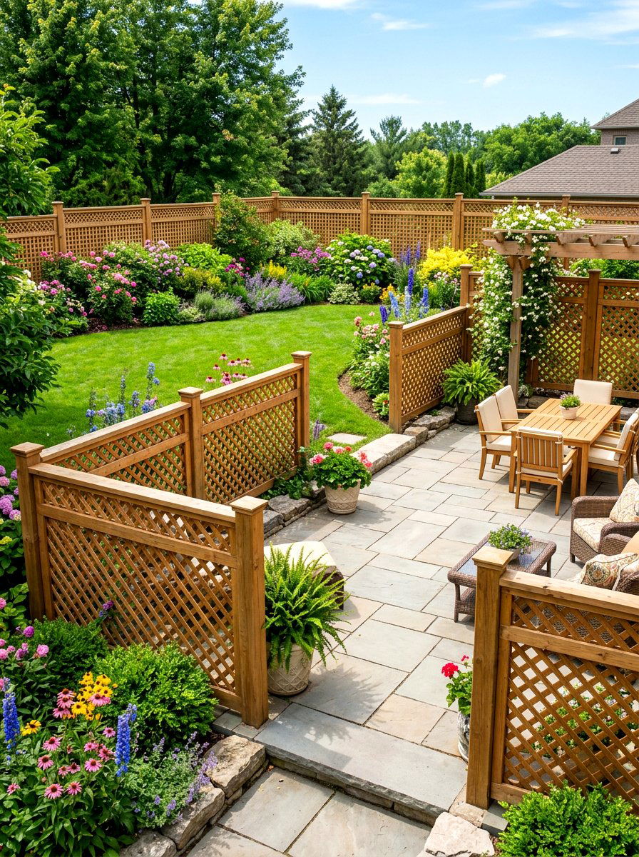 Cedar lattice fencing - 30 lattice screen patio ideas