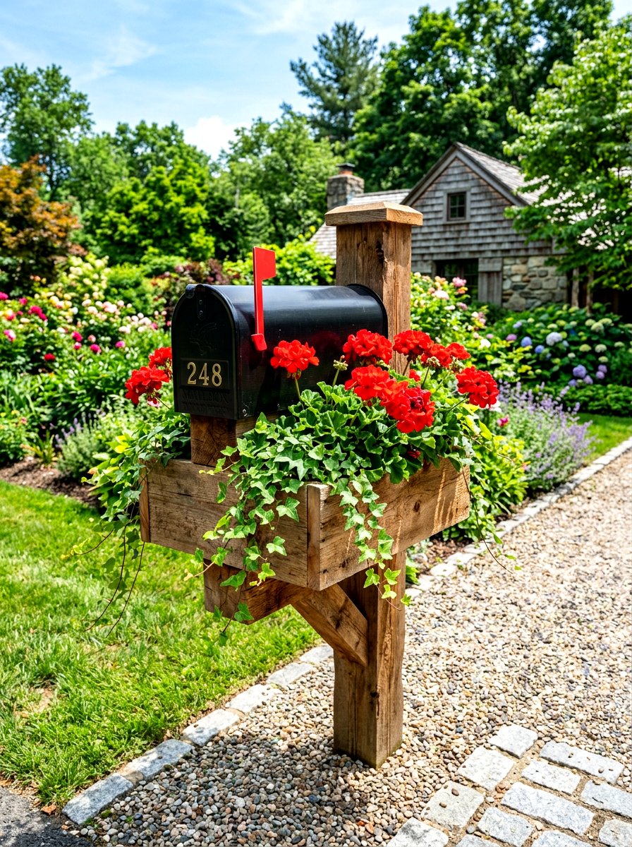 Cedar mailbox planter box - 30 mailbox planter box ideas