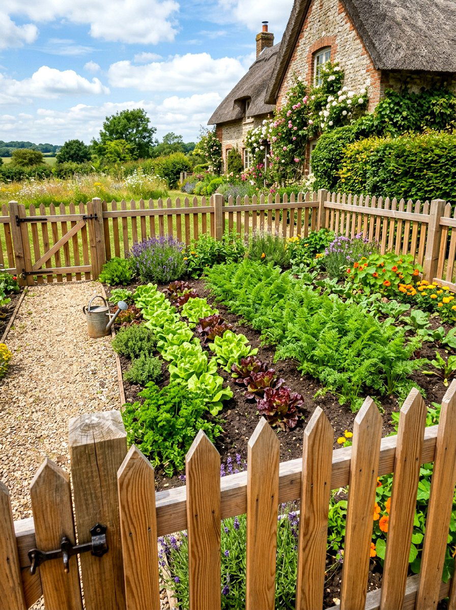 Cedar picket garden fence - 30 vegetable garden fence ideas