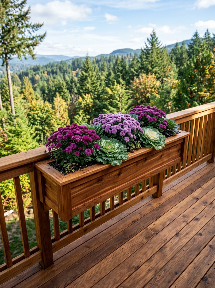 Cedar railing planter box - 30 railing planter ideas